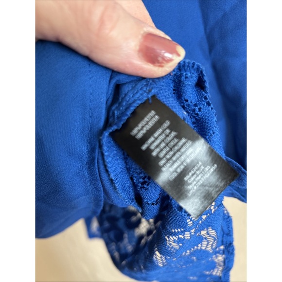 Plus Moda 3X Royal Blue Lace Back Blouse Top 3/4 Sleeves - Picture 4 of 5